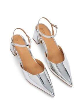 BARED FOOTWEAR calandra silver block heel